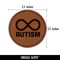 Autism Awareness Infinity Symbol Round Iron-On Engraved Faux Leather Patch Applique - 2.5"